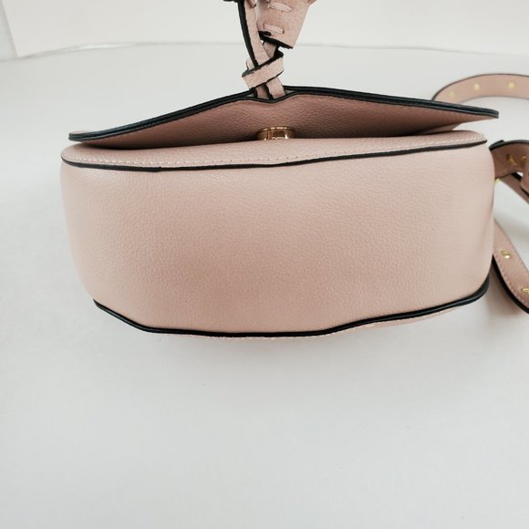 Victoria's Secrets Crossbody Saddle Bag Purse Pink Blush Studded Faux Leather - Picture 12 of 15